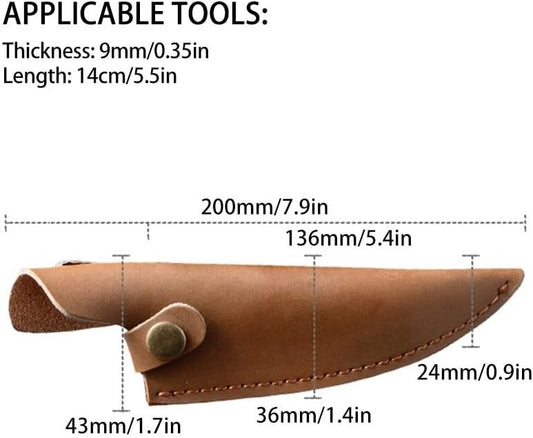 Leather Knife Sheath, Boning Knife Pouch Chef Fruit Knifes Shell for Camping Kitchen Outdoor Cooking (Not Include Knifes)