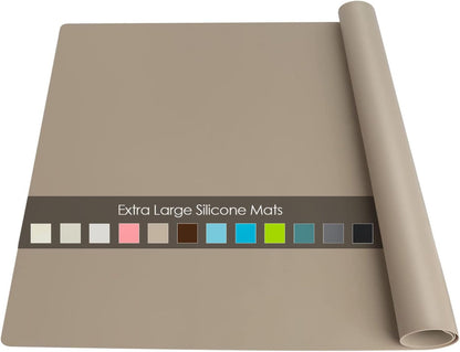 Extra Large Dark Green Countertop Mat - Silicone Table Kitchen Desk Mat - Non-Slip & Heat Resistant - Dinner Placemat Pastry Dough Rolling Mat - Colors B