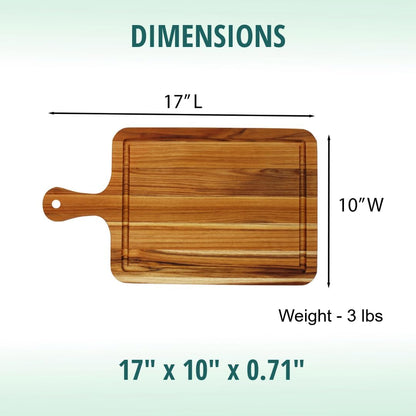 EcoDecors 18"x14" Extra Large Teak Cutting Board, Edge Grain Wood with Juice Groove & Handle, FSC Certified for Kitchen, Carving & Butcher Block Prep