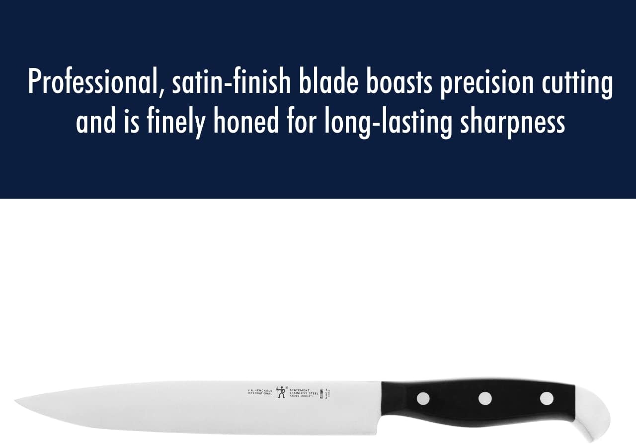 HENCKELS Statement Razor-Sharp 8-inch Slicing Knife, German Engineered Informed by 100+ Years of Mastery, Black/Stainless Steel