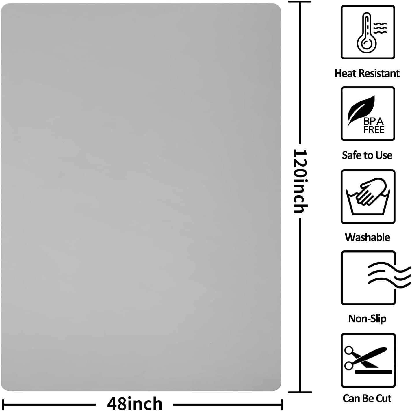 Silicone Mats for Kitchen Counter Thicker Extra Large Heat Resistant Mats Countertop Protector Liners for Bottom of Oven Air Fryer Coffee Maker, 24" x 16" x 2 mm, Translucent