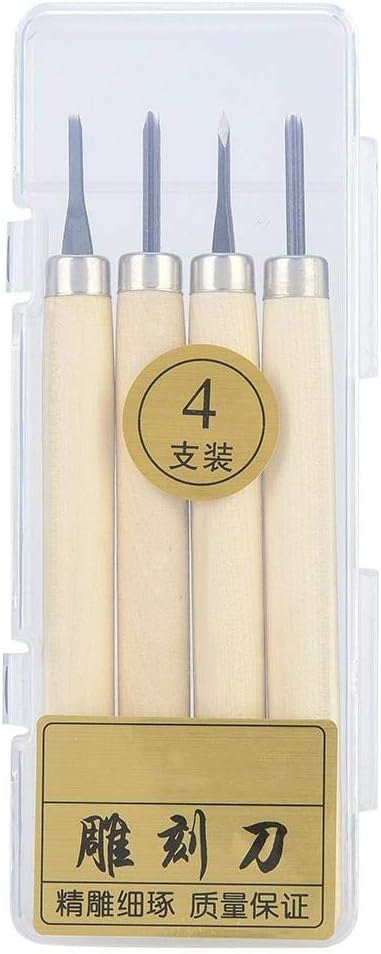 4Pcs Wood Carving Tools Set, Woodworking Hand Chisel Compact Wood Carving Knife with Storage Case Great for DIY Art Craft Carpentry Beginners Carvers Amateur(No.1 Suit)