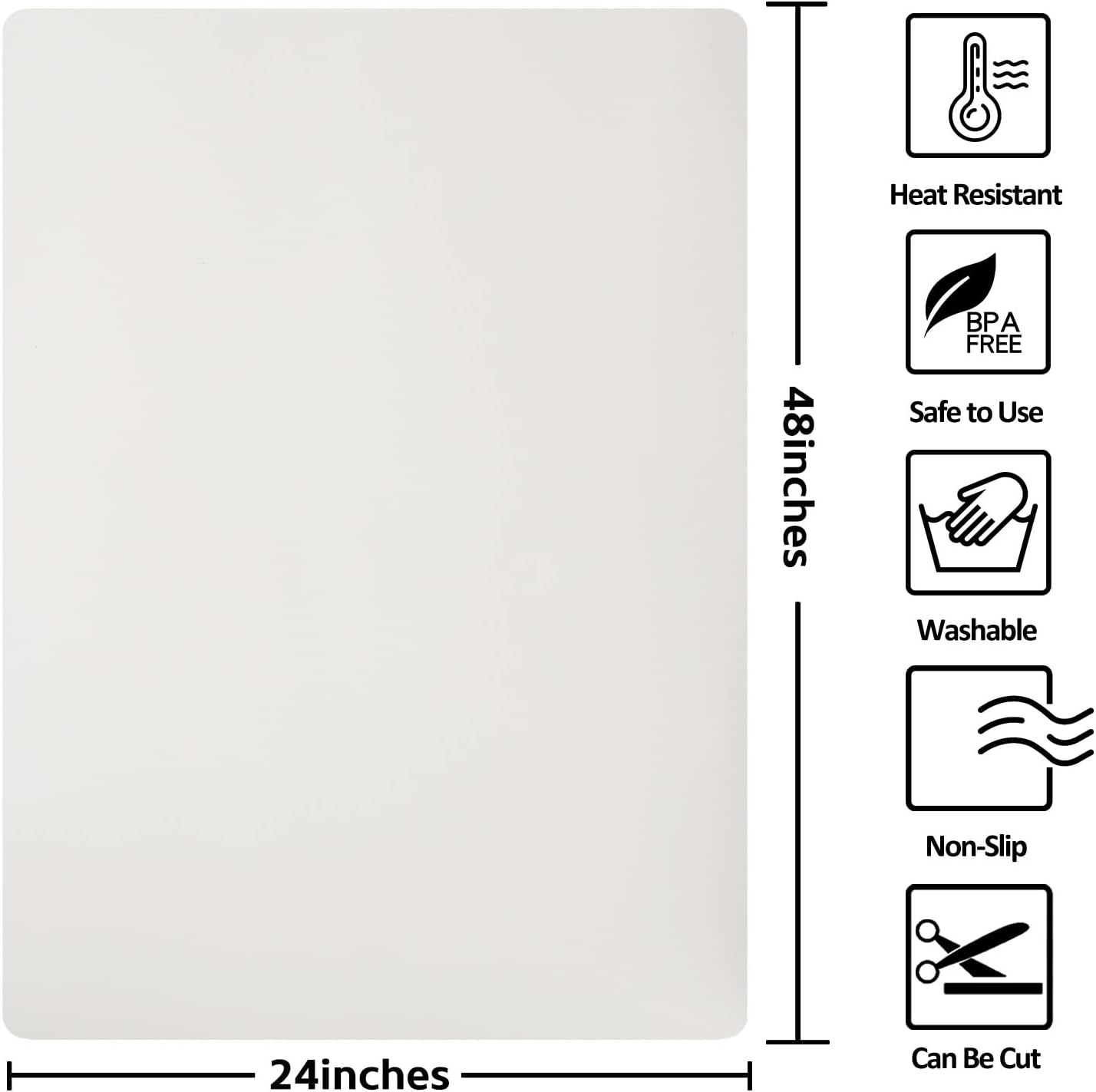 Silicone Mats for Kitchen Counter Thicker Extra Large Heat Resistant Mats Countertop Protector Liners for Bottom of Oven Air Fryer Coffee Maker, 24" x 16" x 2 mm, Translucent