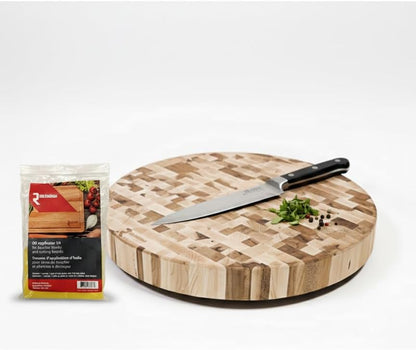 Extra Large 18 x 2 Inches Canadian Maple Round End Grain Chopping Butcher Block, Ideal for Non Cooked Meat