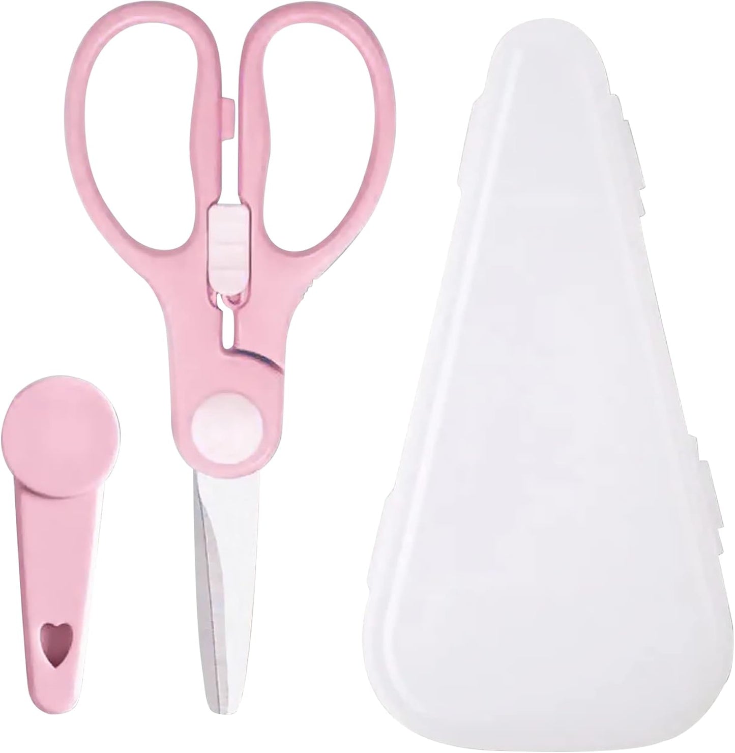 ATB Portable Baby Food Scissors Toddler Feeding Shears with Safety Lock, Food Grade Stainless Steel Material Food Supplement Scissors Suitable for Chicken Poultry Fish Meat Herbs noodles (Blue)
