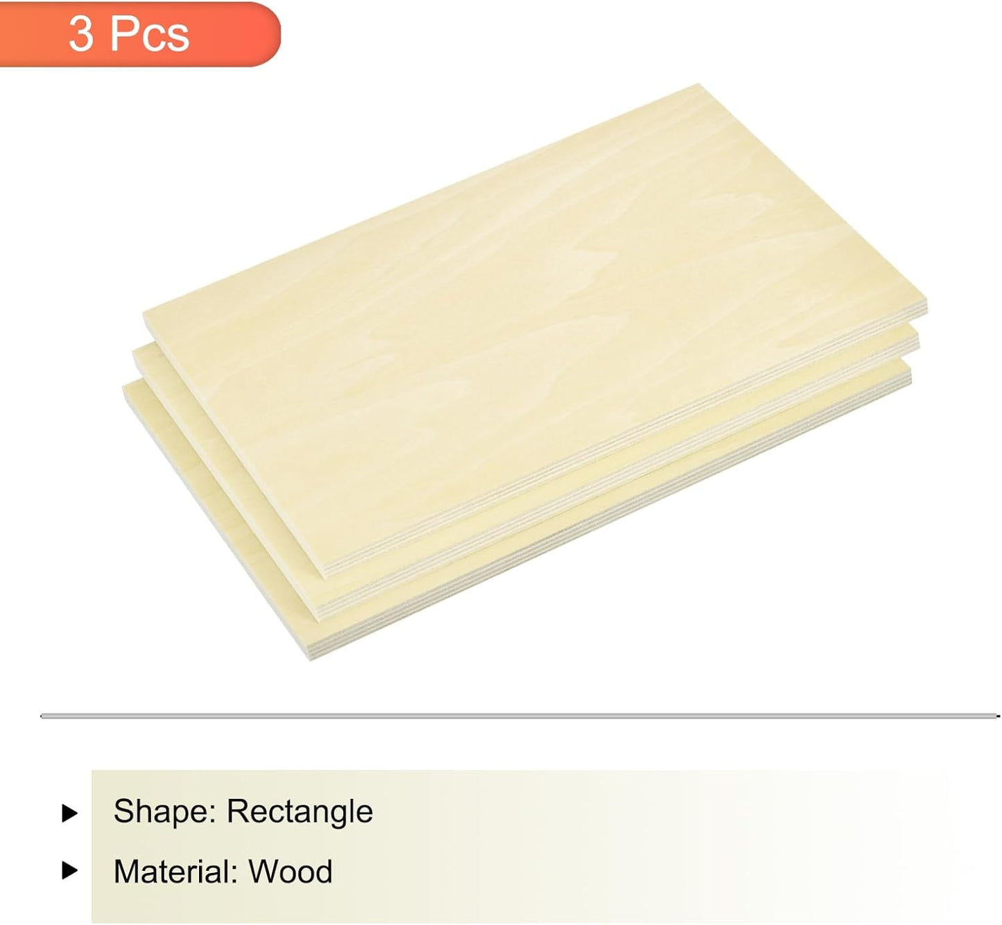 MECCANIXITY 3pcs Basswood Sheets 12 x 8 x 3/8 Inch Unfinished Wood Boards Plywood for DIY Crafts Laser Cutting with Smooth Surfaces
