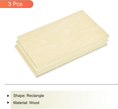 MECCANIXITY 3pcs Basswood Sheets 12 x 8 x 3/8 Inch Unfinished Wood Boards Plywood for DIY Crafts Laser Cutting with Smooth Surfaces