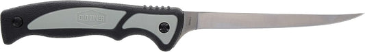 Old Timer Trail Boss Fillet Knife 7.5in with Stainless Steel Fixed Blade, Full Tang Construction, Ergonomic Handle, TPE Non-Slip Grip, and Custom Molded Sheath for Fishing, Filleting, and Outdoors