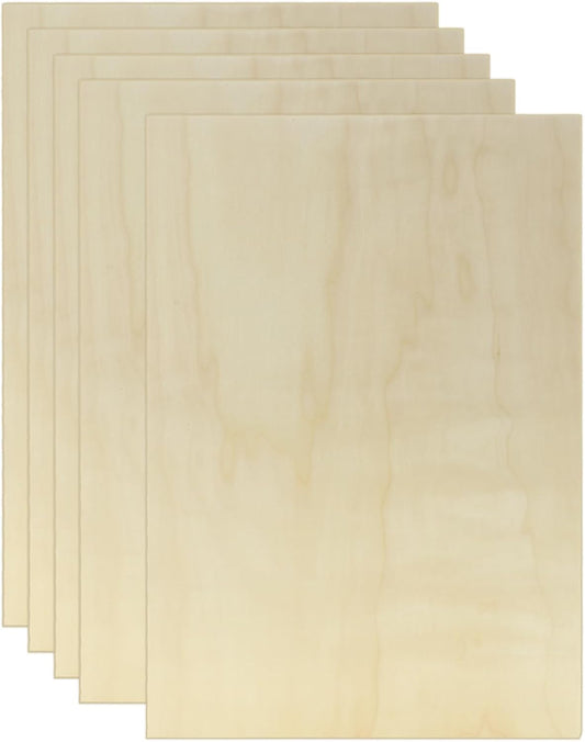 5 Pack Basswood Sheets for Crafts, 12 x 16 x 1/2 Inch 12mm Thin Plywood Sheets Unfinished Bass Wood Boards for Arts and Crafts, Painting, Pyrography, Wood Engraving, Wood Burning, Architectural Models