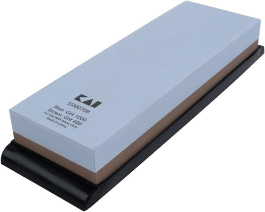 Shun Combined Whetstone Sharpener, 3000 and 6000 Grit Combination Whetstone, Dual Sided Knife Sharpener for Professional and Home Chefs