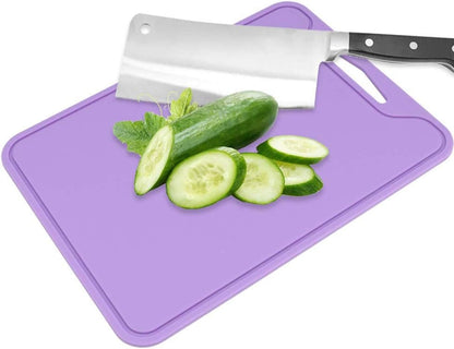Silicone Cutting Board Set of 3 Flexible Chopping Mats with Juice Groove Non Slip Handle BPA Free Dishwasher Safe Food Grade Heat Resistant Kitchen Mat