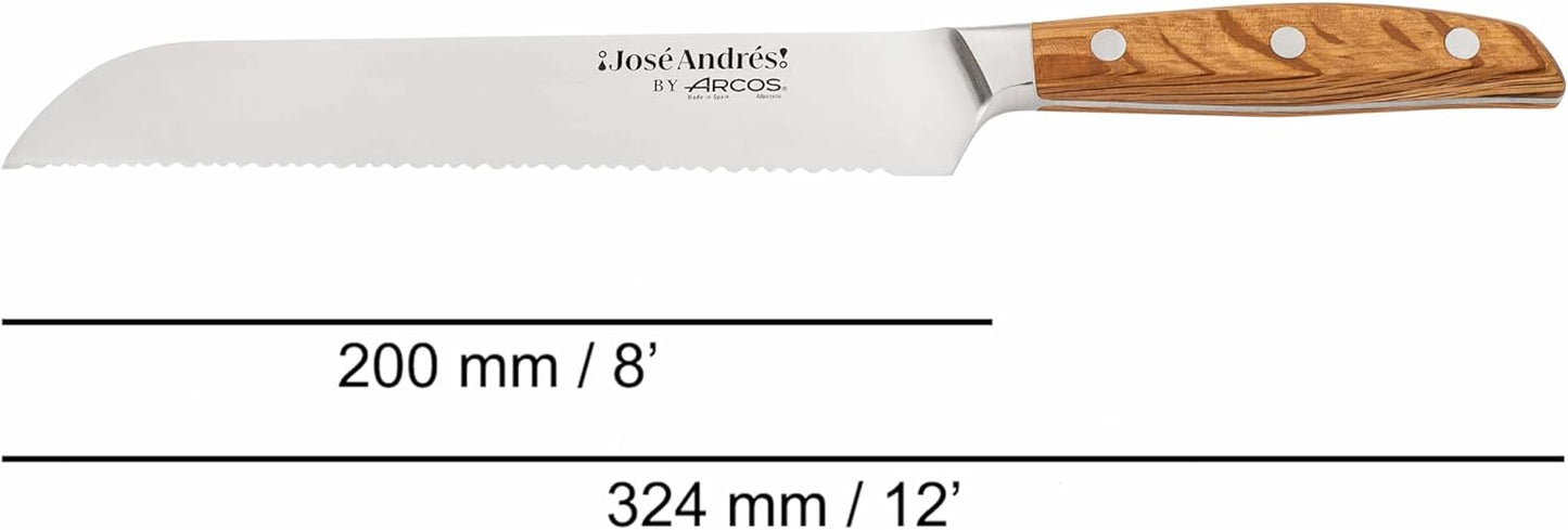 Arcos Jose Andres 10-Inch Fillet Knife Forged Meat Slicer | Professional NITRUM Stainless Steel Blade with Silk Edge | Ideal for Slicing Ham or Prosciutto | Ergonomic Holm Oak Wood Handle