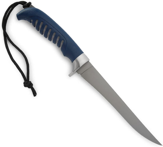 Buck Knives 225 Silver Creek Fixed Fillet Knife, 9-5/8" Titanium Coated Flexible Blade, Anti-Slip Rubber Grip, Portable Fishing Knife for Saltwater & Freshwater, Fishing Gear, 5.3 oz