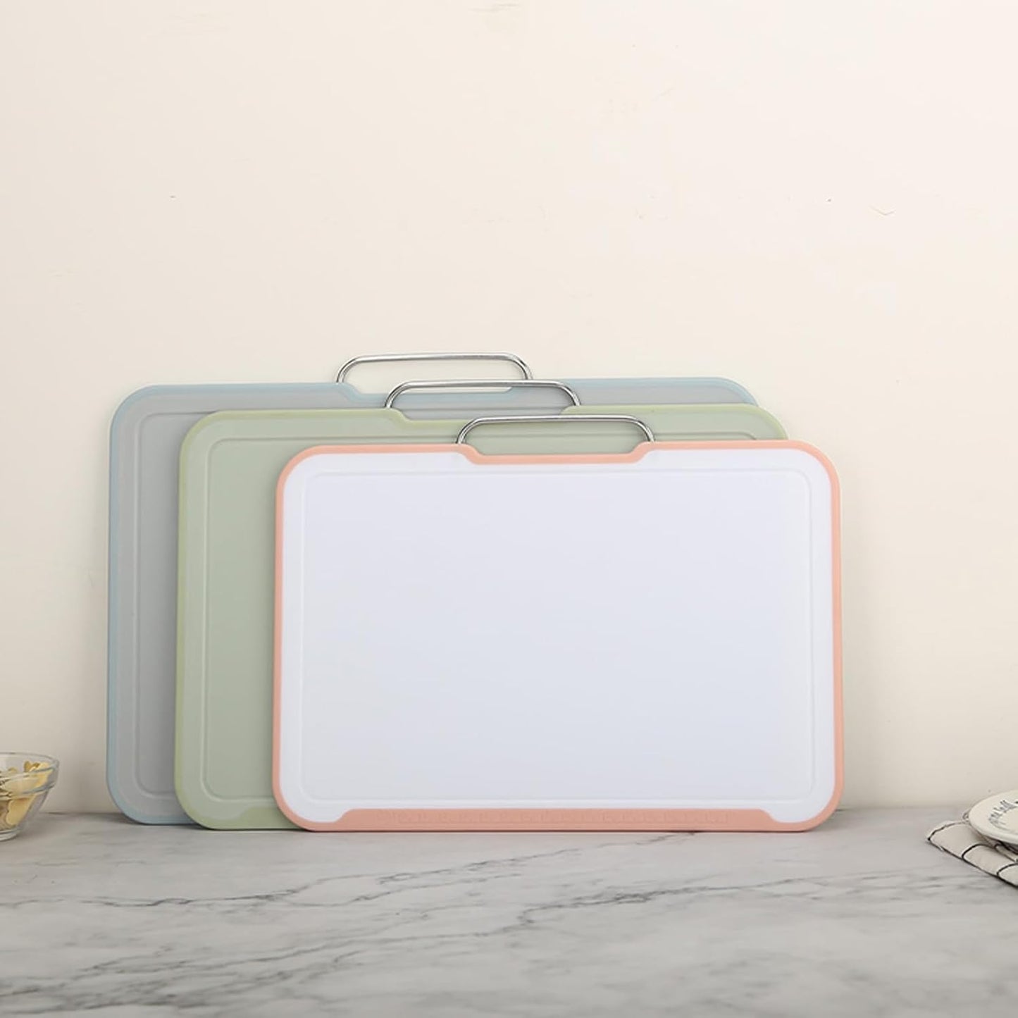 3-Piece Colorful Cutting Board Set with Stand | Color-Coded | Non-Slip | Dishwasher Safe | Durable Large Food Chopping Boards