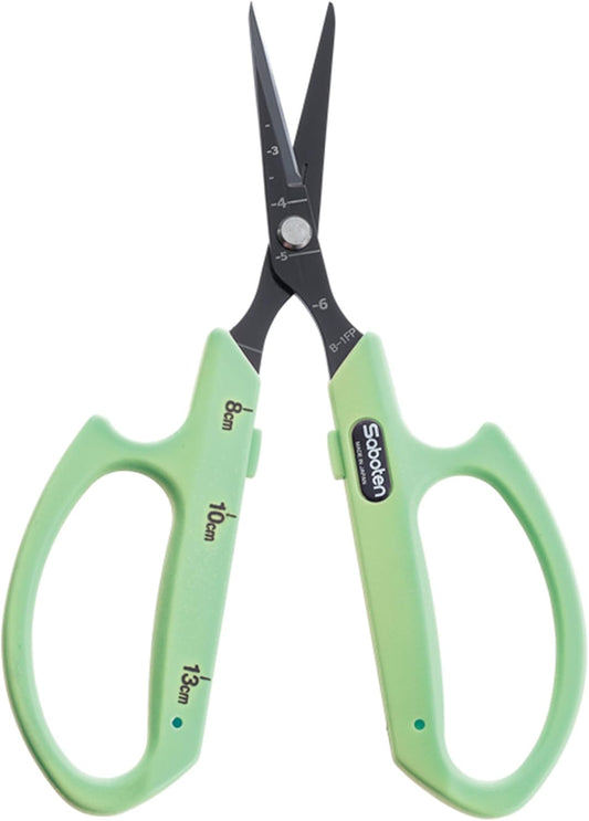 Saboten Fluorine Coated Angled Blade Trimming Scissors Pink PT-2 160mm Precision Gardening Bonsai and Floral Shears Made in Japan