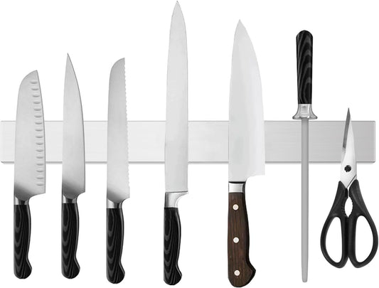 Magnetic Knife Holder for Wall, 12 Inch Double Sided Magnetic Knife Strip for Fridge, Stainless Steel Magnet Knife Holder Used as Kitchen Utensil holder/Home Organizer/Art Supply Organizer
