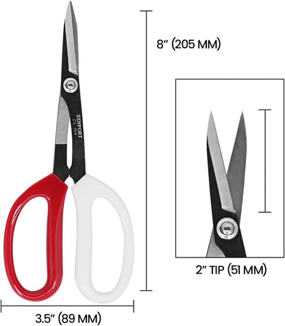 Zenport ZS104 Deluxe Scissors, 8 inches long, Horticulture & Craft Scissors with Durable Carbon Steel Blades, Precision Cutting of Plants, Garden, Fruit, and Craft Materials