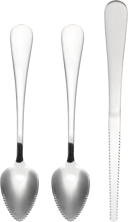 PATIKIL 4PCS Grapefruit-Spoons with Serrated Edge, Grapefruit-Spoons Serrated, Silver, 2 Set