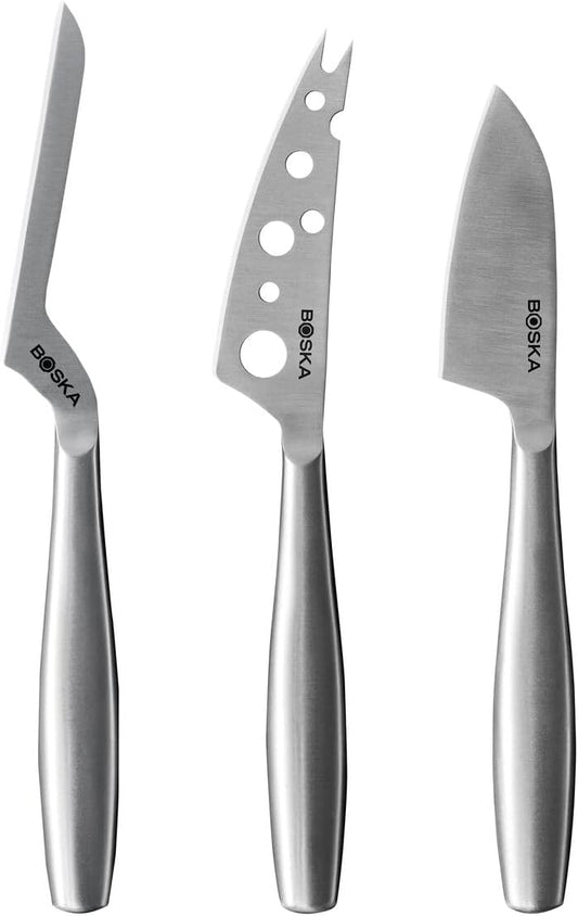 BOSKA Stainless Steel Cheese 4 Knife Set - Mini Copenhagen Knives For All Types of Cheese - Silver Non-Stick - Dishwasher Safe - For Kitchen Cooking