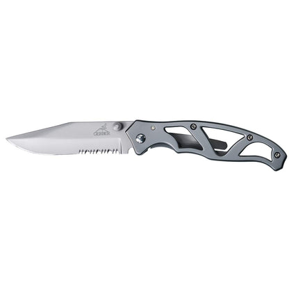Gerber Gear Paraframe I EDC Folding Pocket Knife, 3" Serrated Edge with Safety Frame Lock, Stainless Steel, Grey
