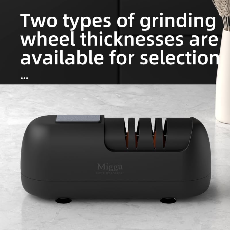 Electric Knife Sharpener, 3-Stage Professional Sharpening with Diamond Abrasives for Kitchen, Serrated Knives