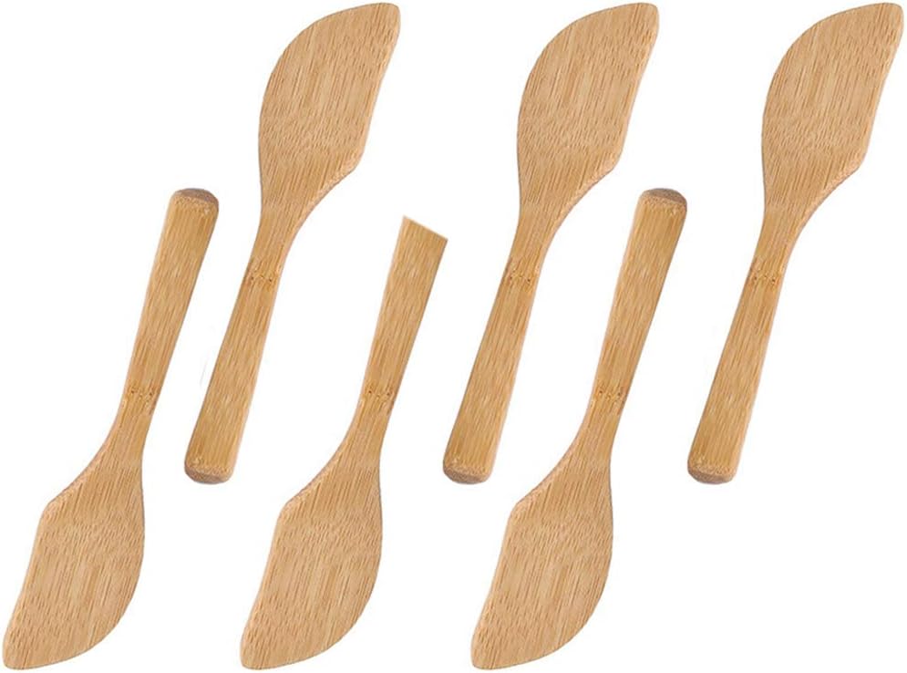 6Pcs Bamboo Butter Knife Spreader Spatula Kitchen Gadgets for Sandwich Cream Cheese Bread Bakery Cake Jam Butter Spreader Dumpling Filling Tool