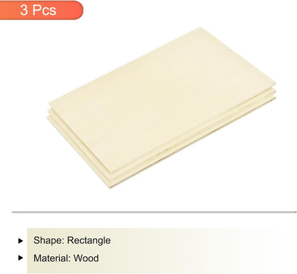 MECCANIXITY 3pcs Basswood Sheets 12 x 8 x 3/8 Inch Unfinished Wood Boards Plywood for DIY Crafts Laser Cutting with Smooth Surfaces