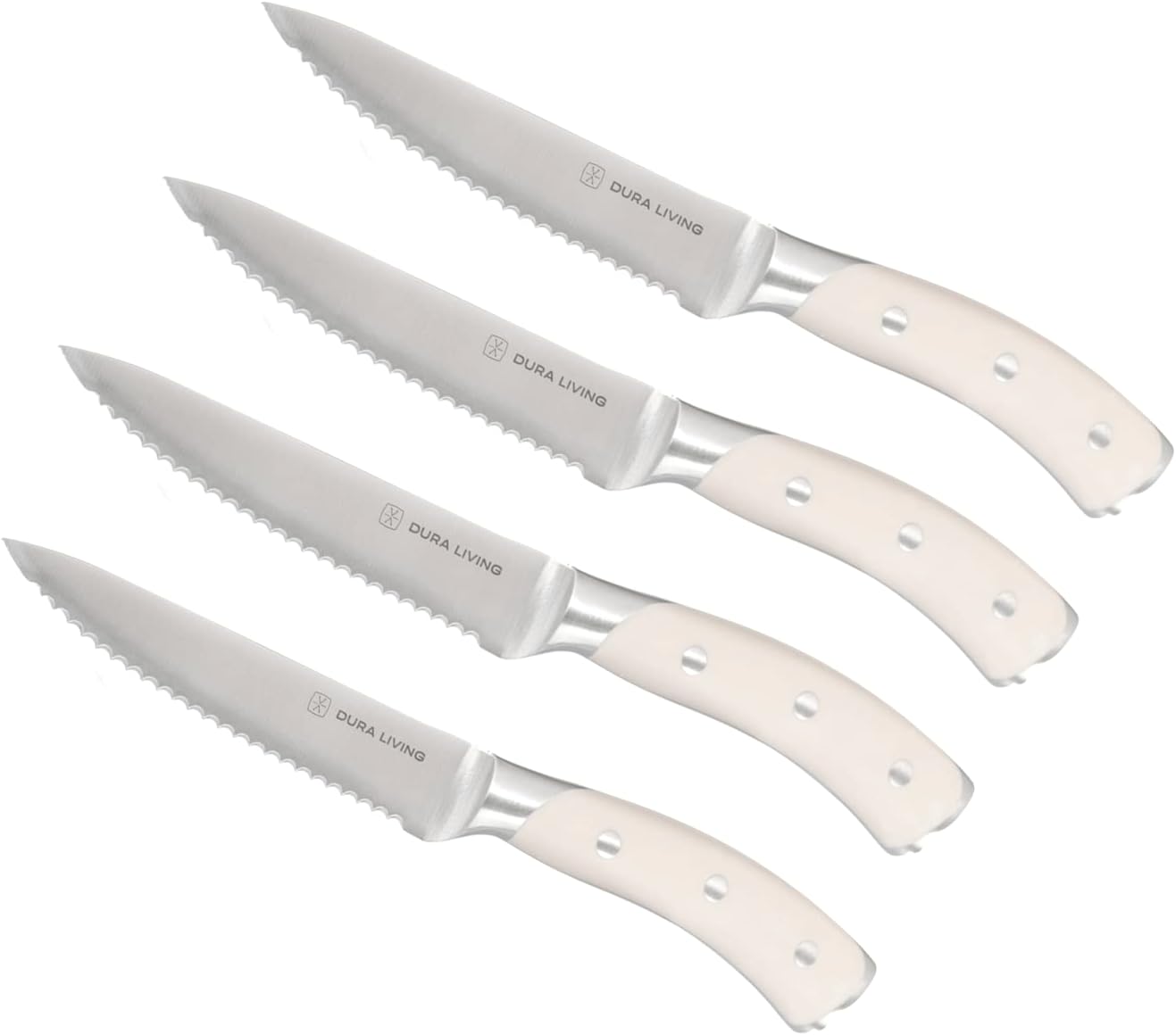 DURA LIVING 2-Piece Kitchen Knife Set – Ultra Sharp Precision German Stainless Steel Blades, 5” Utility & 3.5” Paring Knife with Ergonomic Handles, Multipurpose for Slicing & Peeling, Black Handle