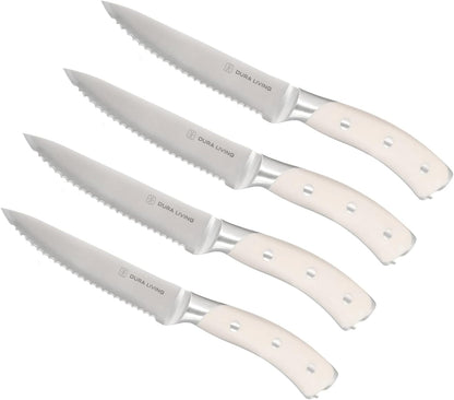 DURA LIVING 2-Piece Kitchen Knife Set – Ultra Sharp Precision German Stainless Steel Blades, 5” Utility & 3.5” Paring Knife with Ergonomic Handles, Multipurpose for Slicing & Peeling, Black Handle