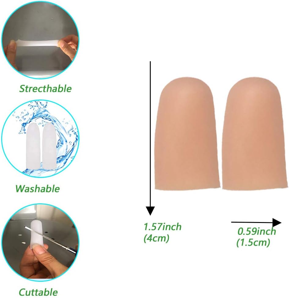 Kris-kikomy Gel Finger Protectors Finger Caps Silicone Fingertips Protection - Finger Cots Great for Trigger Finger, Finger Arthritis, Finger Cracking and Other Finger Pain Relief(Nude, Medium)