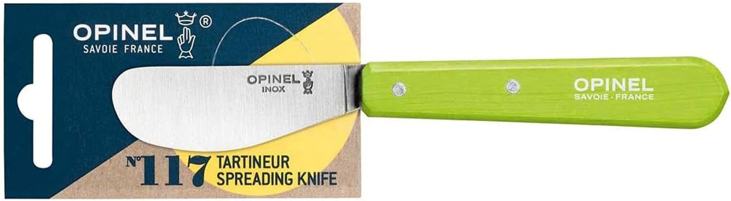 OPINEL Essential No.117 Spreading + Butter Knife, Painted Hornbeam Wood Handles, Made in France (Natural)