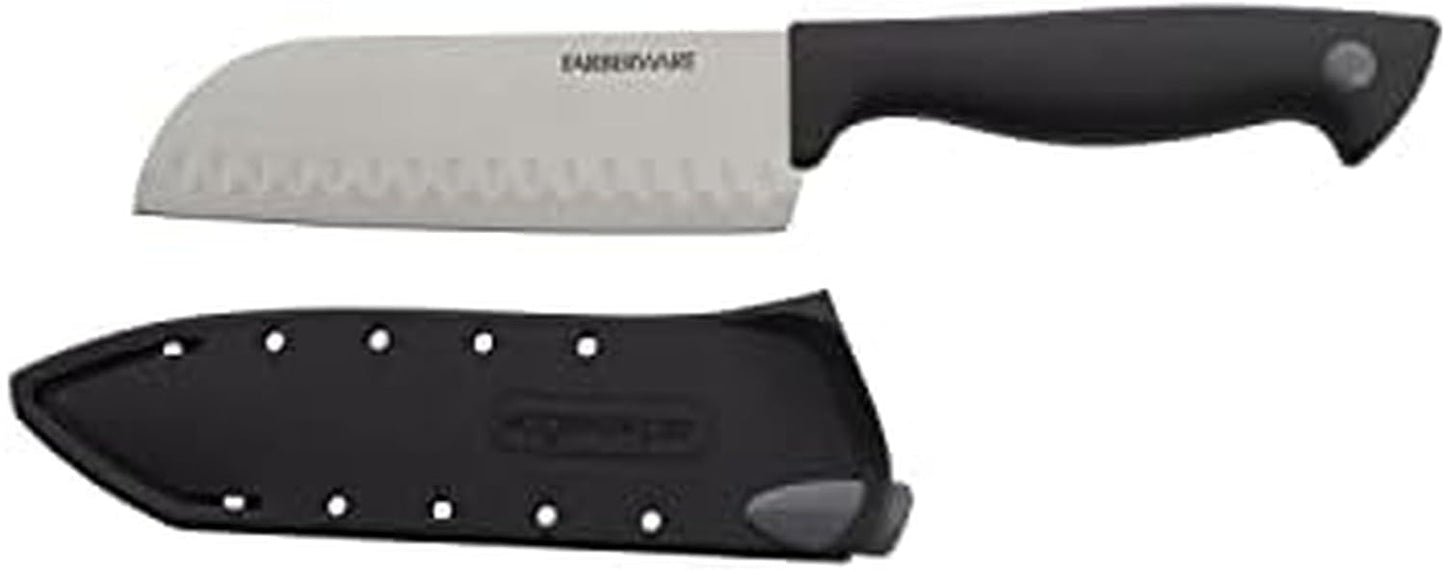 Farberware EdgeKeeper 6 Inch Chef Knife with Self-Sharpening Blade Cover, High-Carbon Stainless Steel Kitchen Knife for Slicing, Dicing, and Mincing