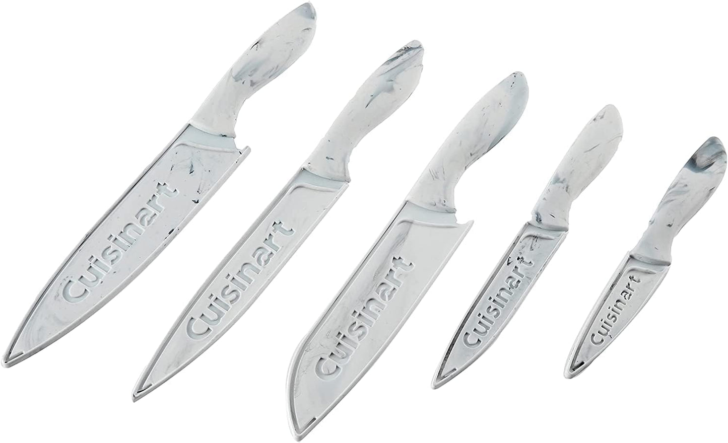 Cuisinart C55-10PCERM Ceramic Coated Knife Set with Blade Guard Sheaths (10- Piece Set) in Dark Pastels