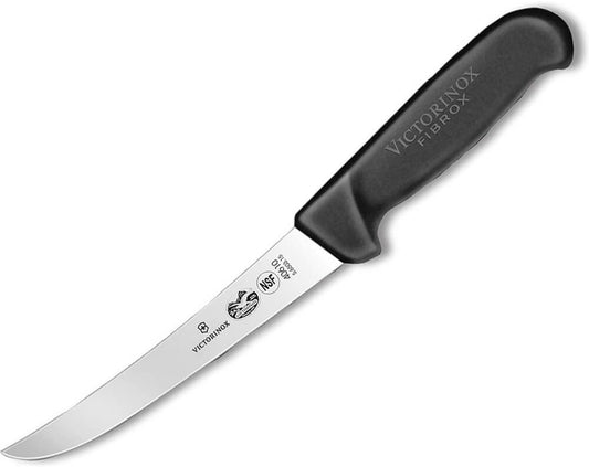 Victorinox 6" Boning Knife, Curved Wide Blade, Stiff, Black Fibrox Handle 5.6503.15