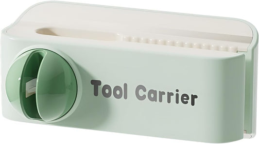 2-in-1 Wall Mounted Knife Holder & Sharpener, No Drilling Kitchen Knife Storage Rack with Built-In Ceramic Sharpening Rod, Air Dry Design to Prevent Rust