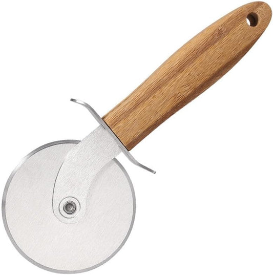 Kitchen Pizza Wheel with Sharp Blade And Beech Wood Handle For Cutting Pizza,Crusts,Pies and More,Built In Finger Guard for Safety and Comfort Grip to Protect Fingers