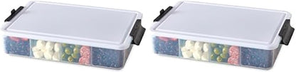 Farberware Build Snacklebox Serving Tray with Locking Bamboo Cutting Board Lid, Portable Storage Container with Compartments for Charcuterie, and More, Natural