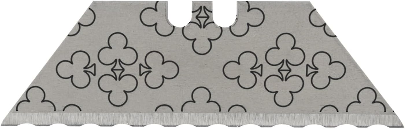 NDZ Performance Serrated Steel Blade Replacement for Utility Knife & Box Cutters, Custom Double Sided Laser Engraved Designs, Silver - Skull - 3 Pack