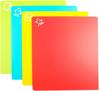 4 Pieces Flexible Cutting Board mats, Plastic Cutting Boards for Kitchen Cooking, Cutting board sheets for Meat and Vegetables, Dishwasher Safe