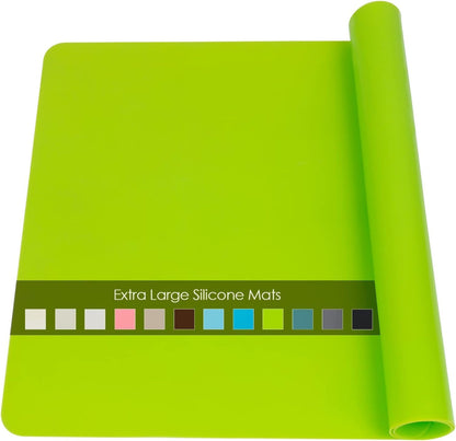 Extra Large Dark Green Countertop Mat - Silicone Table Kitchen Desk Mat - Non-Slip & Heat Resistant - Dinner Placemat Pastry Dough Rolling Mat - Colors B