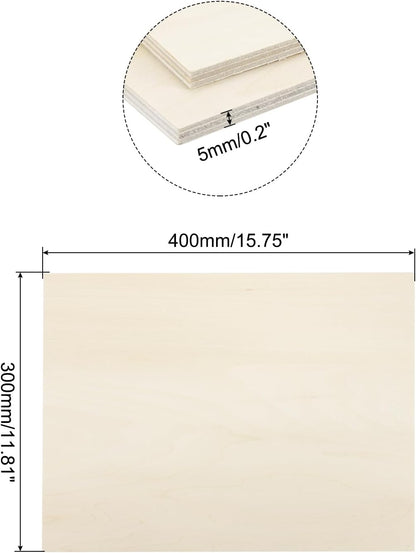 MECCANIXITY 3pcs Basswood Sheets 12 x 8 x 3/8 Inch Unfinished Wood Boards Plywood for DIY Crafts Laser Cutting with Smooth Surfaces