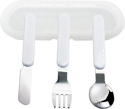 VANRA 3-Piece Children Knife Spoon Fork Set 18/10 Stainless Steel Child Flatware Set Kids Utensils Set with Case for Lunch Box (Fork Spoon Knife Combo)