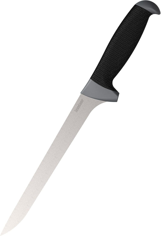 Kershaw 7.5" Narrow Fillet Knife, Black, 7.5 Inch Fixed Stainless Steel Blade, Trailing Point Blade Tip, Includes Blade Protector, Fishing Fillet Knife for Small Salt and Fresh Water Fish