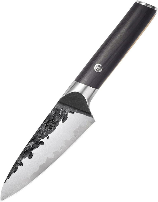 MITSUMOTO SAKARI 7 inch Japanese Nakiri Chef Knife, High Carbon Steel Vegetable Kitchen Knife, Hand Forged Multipurpose Cooking Chef's Knives for Slicing and Dicing (Pakkawood Handle)