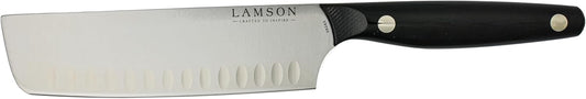 Lamson 7" Vintage Nakiri Knife with Kullenschliff (Hollow) Edge with Walnut Handle