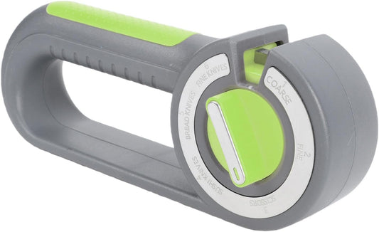Multi Stage Knife Sharpener,6 in 1Tungsten Steel Ceramic Rods Carborundum Wheels for Kitchen Knives Scissors Dull Repair Coarse Fine Honing (Grey Green)