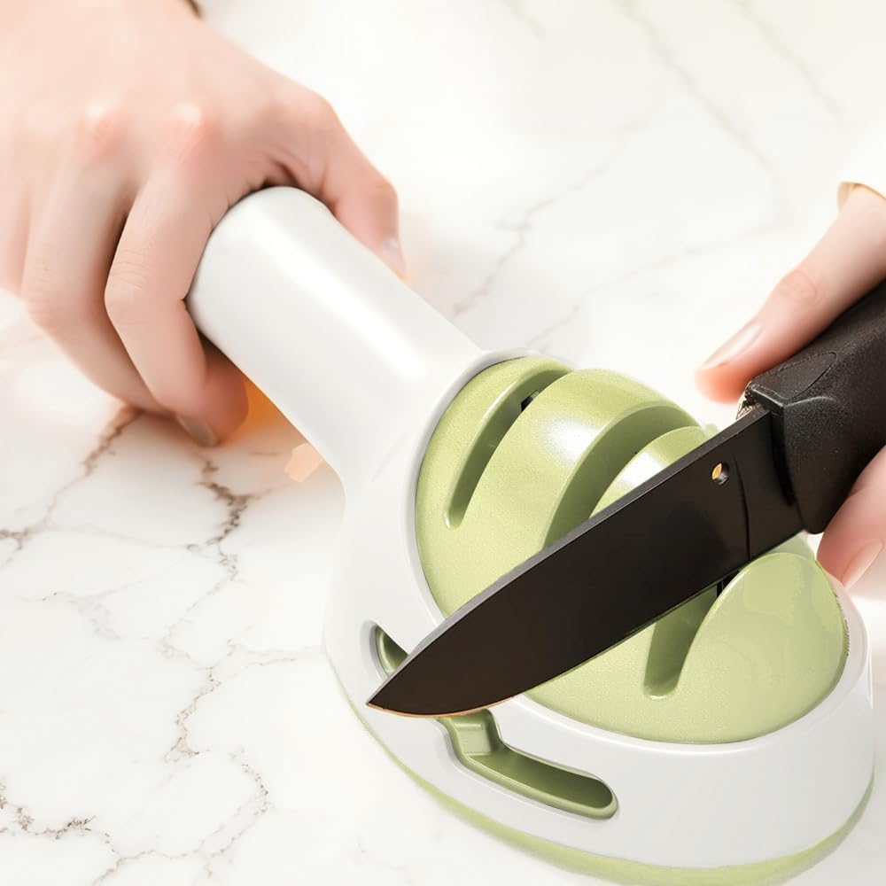 Knife Sharpener for Kitchen, Gold Pink Handheld Sharpener for Repairing and Polishing Kitchen Knives,Manual Sharpener Suitable for Various Kitchen Knives