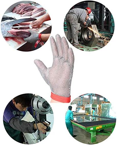 ThreeH Cut Resistant Gloves Stainless Steel 304L Wire Mesh for Cutting Slicing Chopping Meat Processing GL08 S(One piece)