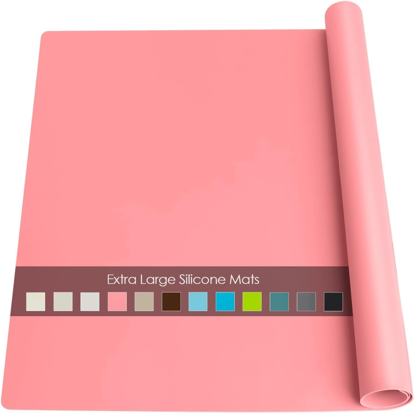 Extra Large Dark Green Countertop Mat - Silicone Table Kitchen Desk Mat - Non-Slip & Heat Resistant - Dinner Placemat Pastry Dough Rolling Mat - Colors A