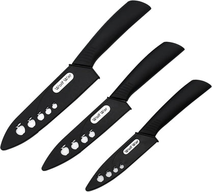 Kitchen Ceramic Knife Set Professional Knife With Sheaths, Super Sharp Rust Proof Stain Resistant (6" Chef Knife, 5" Utility Knife, 4" Fruit Knife)